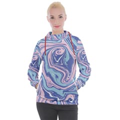 Blue Vivid Marble Pattern 10 Women s Hooded Pullover by goljakoff
