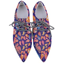 Blue Paisley Print 2 Pointed Oxford Shoes by designsbymallika