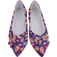 Blue Paisley Print 2 Women s Bow Heels by designsbymallika