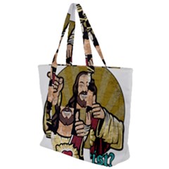 Buddy Christ Zip Up Canvas Bag by Valentinaart