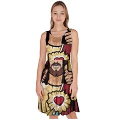 Buddy Christ Knee Length Skater Dress With Pockets by Valentinaart