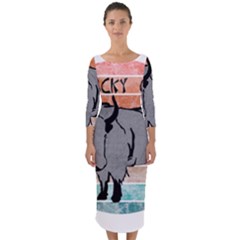 Chinese New Year ¨c Year Of The Ox Quarter Sleeve Midi Bodycon Dress by Valentinaart