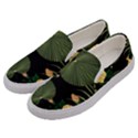 Tropical vintage yellow hibiscus floral green leaves seamless pattern black background. Men s Canvas Slip Ons View2