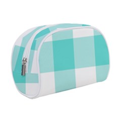 Turquoise And White Buffalo Check Make Up Case (small) by yoursparklingshop