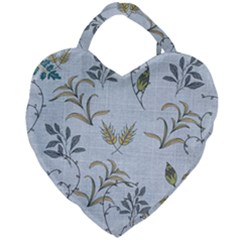 Blue Botanical Plants Giant Heart Shaped Tote by Abe731