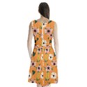 Flower Orange Pattern Floral Sleeveless Waist Tie Chiffon Dress View2