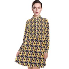 Digital Art Long Sleeve Chiffon Shirt Dress by Sparkle