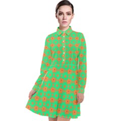 Small Big Floral Long Sleeve Chiffon Shirt Dress by Sparkle