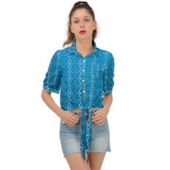 Background Texture Pattern Blue Tie Front Shirt  by Dutashop
