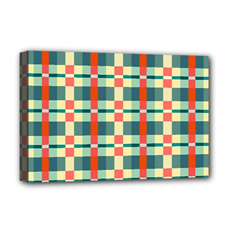 Texture Plaid Deluxe Canvas 18  X 12  (stretched) by Dutashop