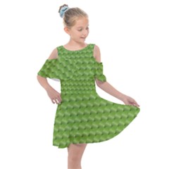 Green Pattern Ornate Background Kids  Shoulder Cutout Chiffon Dress by Dutashop