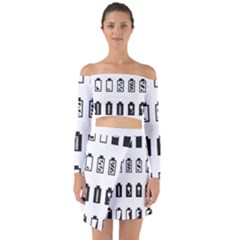 Battery Icons Charge Off Shoulder Top With Skirt Set by Dutashop