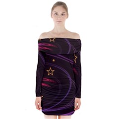 Background Abstract Star Long Sleeve Off Shoulder Dress by Dutashop