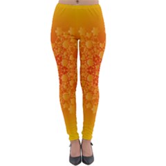 Fractal Yellow Orange Lightweight Velour Leggings by Dutashop