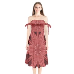 Background Floral Pattern Shoulder Tie Bardot Midi Dress by Dutashop