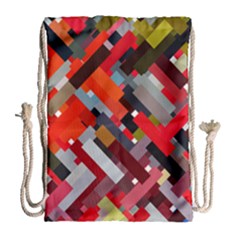 Maze Abstract Texture Rainbow Drawstring Bag (large) by Dutashop