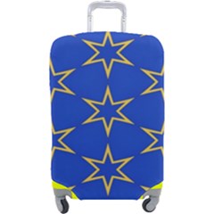 Star Pattern Blue Gold Luggage Cover (large) by Dutashop