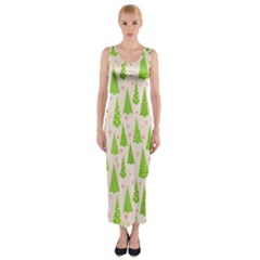 Christmas Green Tree Fitted Maxi Dress by Dutashop