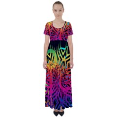 Abstract Jungle High Waist Short Sleeve Maxi Dress by icarusismartdesigns
