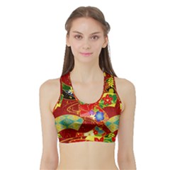 Floral Abstract Sports Bra With Border by icarusismartdesigns