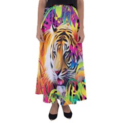Tiger In The Jungle Flared Maxi Skirt by icarusismartdesigns