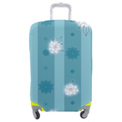 Gardenia Flowers White Blue Luggage Cover (medium) by Dutashop