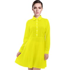 Color Yellow Long Sleeve Chiffon Shirt Dress by Kultjers