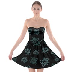 Blue Turtles On Black Strapless Bra Top Dress by contemporary