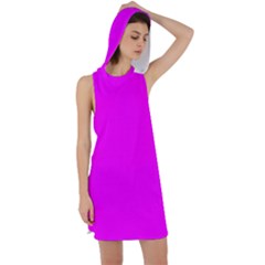 Color Fuchsia / Magenta Racer Back Hoodie Dress by Kultjers