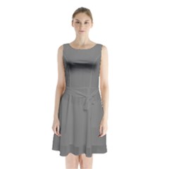 Color Grey Sleeveless Waist Tie Chiffon Dress by Kultjers
