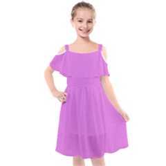 Color Violet Kids  Cut Out Shoulders Chiffon Dress by Kultjers