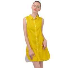Color Gold Sleeveless Shirt Dress by Kultjers