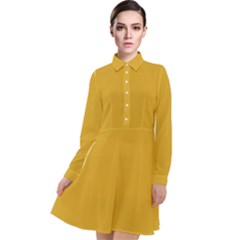 Color Goldenrod Long Sleeve Chiffon Shirt Dress by Kultjers