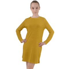 Color Goldenrod Long Sleeve Hoodie Dress by Kultjers