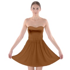 Color Saddle Brown Strapless Bra Top Dress by Kultjers