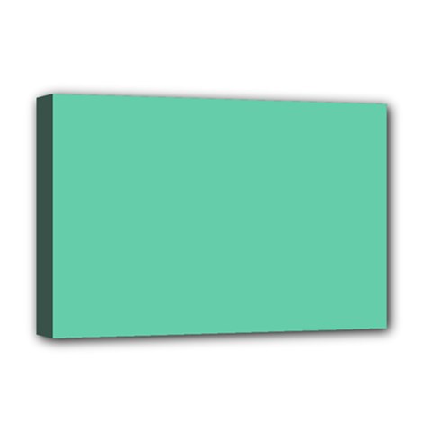 Color Medium Aquamarine Deluxe Canvas 18  X 12  (stretched) by Kultjers