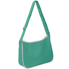 Color Medium Aquamarine Zip Up Shoulder Bag by Kultjers