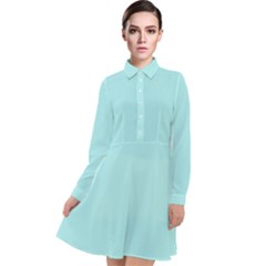 Color Pale Turquoise Long Sleeve Chiffon Shirt Dress by Kultjers