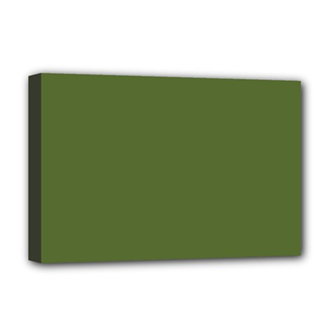 Color Dark Olive Green Deluxe Canvas 18  X 12  (stretched) by Kultjers