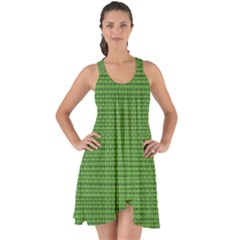 Green Knitted Pattern Show Some Back Chiffon Dress by goljakoff