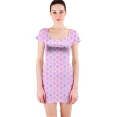 Hexagonal Pattern Unidirectional Short Sleeve Bodycon Dress by Dutashop