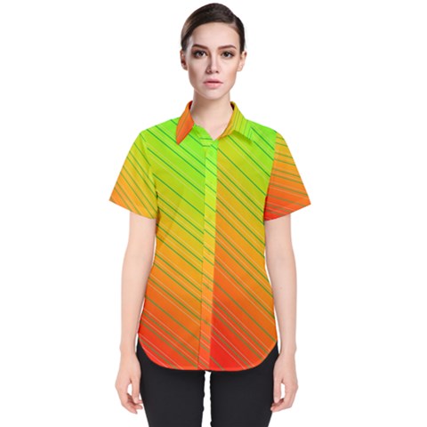 Orange Green Gradient Hunter Women s Short Sleeve Shirt by Dutashop