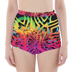 Abstract Jungle High-waisted Bikini Bottoms by icarusismartdesigns