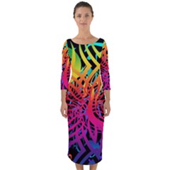Abstract Jungle Quarter Sleeve Midi Bodycon Dress by icarusismartdesigns