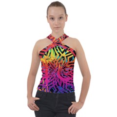 Abstract Jungle Cross Neck Velour Top by icarusismartdesigns