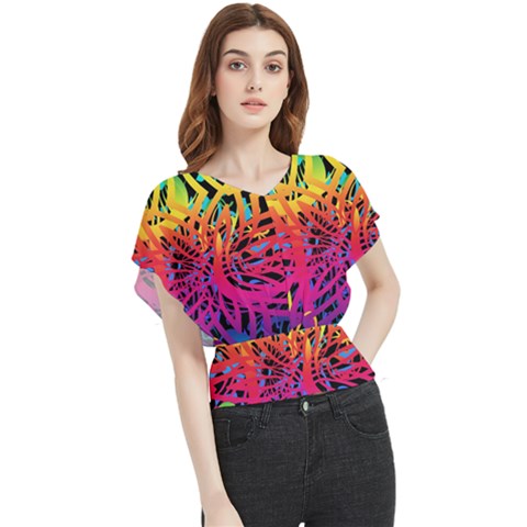 Abstract Jungle Butterfly Chiffon Blouse by icarusismartdesigns