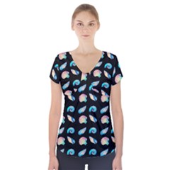 Sea Shells Short Sleeve Front Detail Top by Sparkle