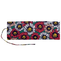 Daisy Colorfull Seamless Pattern Roll Up Canvas Pencil Holder (m) by Kizuneko