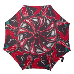 Red Vivid Marble Pattern 3 Hook Handle Umbrellas (small) by goljakoff