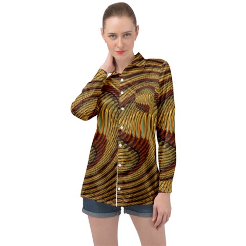 Golden Sands Long Sleeve Satin Shirt by LW41021